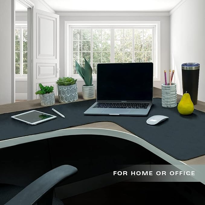Con-Tact Brand XL Gaming Mouse Pad | Corner Desk Stitched Edges Extended Mousepad | Non-Slip Water Resistant Keyboard Mat | Deskpad for Gamer, Home & Office 36.22" x 15.74in | L Shape (Black)