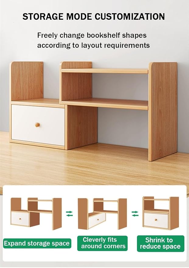 Customizable Multi Layer Desk Organizer for Home, Office Organizers and Storage, Corner Bookshelf on The Desk (Color : Left corner with 1 door, Size : Yellow)