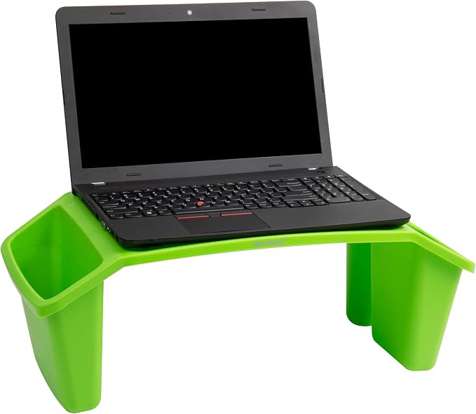 Mind Reader Kids Lap Desk, Portable Activity Tray with Side Storage, Stackable Plastic Desk for Drawing, Snacks, Study, Set of 2, Green