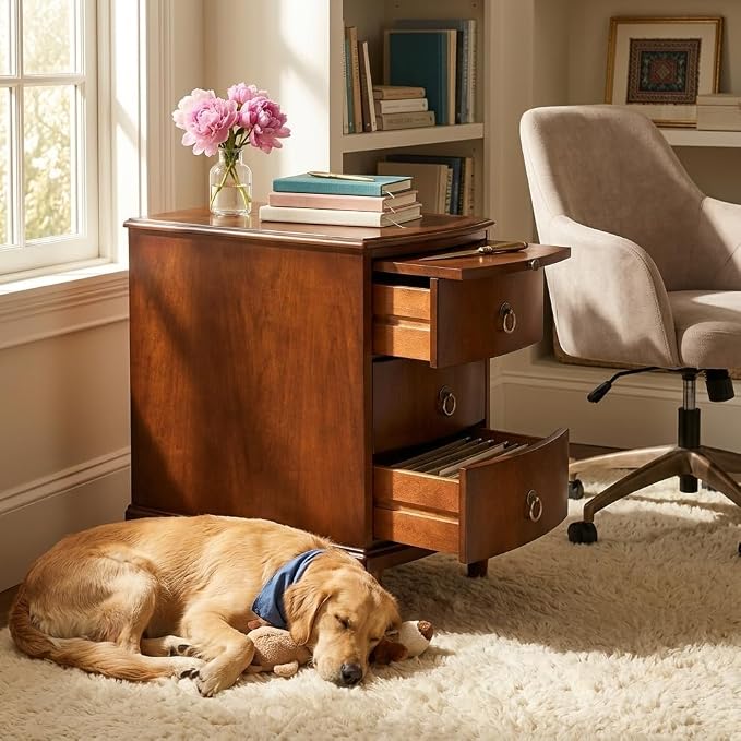 Storage Side End Table with 2 Drawers and Pull-Out Shelf, Small Sofa Side Table for Living Room, No-Tools Assembly, Solid Wood Narrow Beside Tables, 11.8”W x 21.6”L x 22.9”H, Brown, BG-A1359-MG