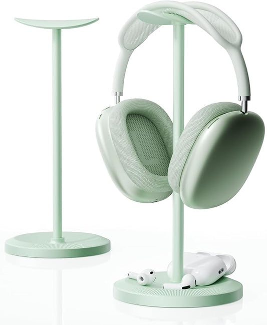 Headphone Stand, Desktop Headset Holder, Green | Earphone Stand, Gaming Headphone Hanger, Enlarged Headrest Heavy Base, Office Desk Accessories for All Headphones Size