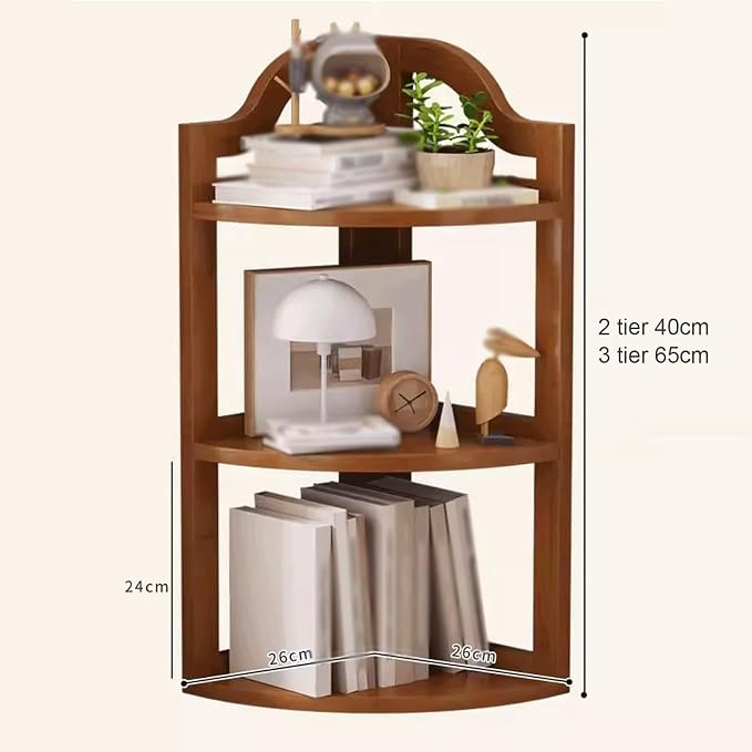 Corner Desktop Bookshelf, Open Wooden Desk Organizer, Office Desktop Storage Rack for Dorm, Bedroom, Study