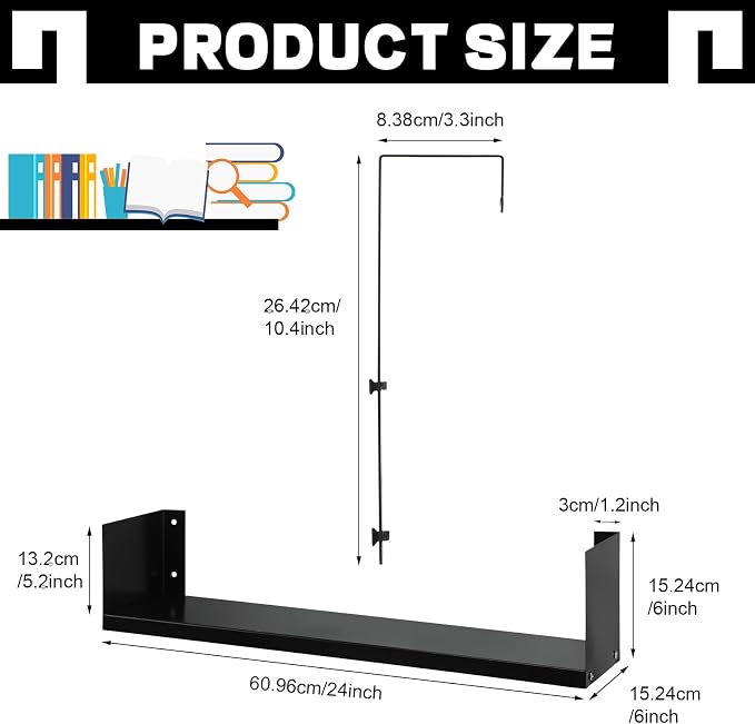 Lineshading Office Cubicle Shelf Storage Organizer Hanging File Organizer Cubicle Hanging Shelf Accessories Storage Bookshelf with Hooks for Home Desk