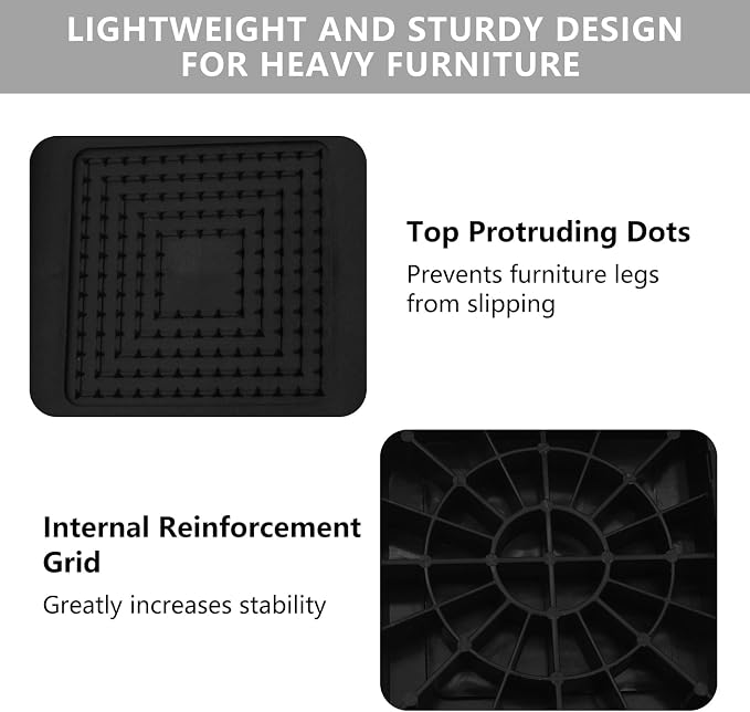Bed Risers 1 inch Heavy Duty, 6 Pack Oversized Furniture Risers, Black Bed Lifts Risers for Table, Sofa, Chair, Couch, Desk, Bed Frame Risers Supports Up to 6,500 Lbs