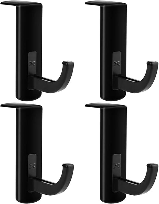 Mudder 4 Pack Monitor Hooks Headphone Headset Hanger Monitor Stand Holder Headset Stick-on Hook, Black