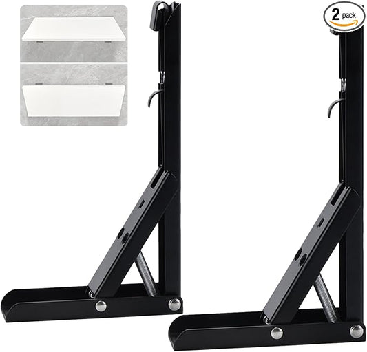 90 Degree Fold-Down Table Hinge, 12" Heavy-Duty Wall Bracket | High load capacity, 90° self-locking, DIY space-saving. Suitable for Room, RVs, garages,Easy to install; screws included