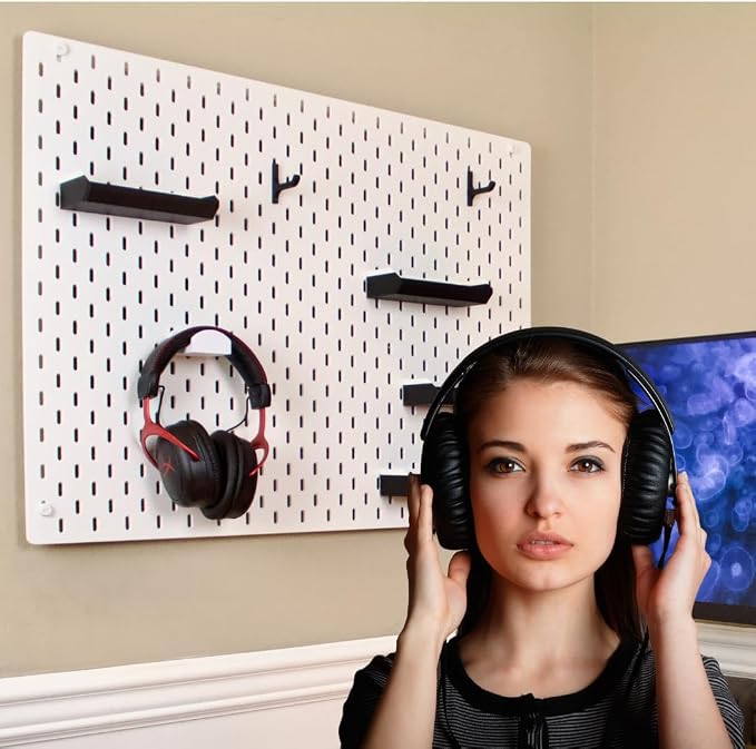 Headphone Holder Compatible with IKEA SKADIS Pegboard, Headset Hanger Hook Mount for Desk Setup