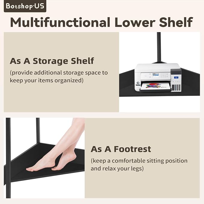 Gdrasuya10 Corner Desk With USB Power Outlets - Small Computer Workstation for Home Office, Living Room, Bedroom - Black Triangle Storage Writing Table for Small Spaces