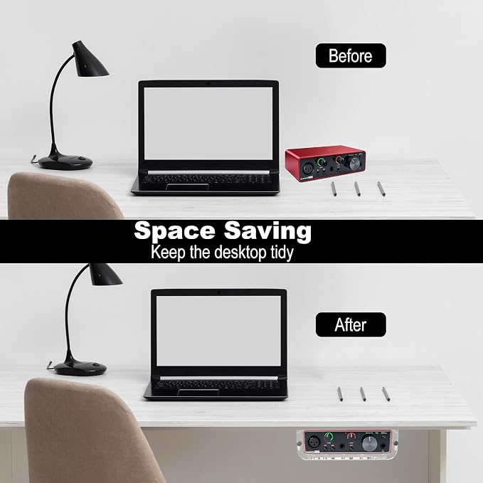 Under Desk Holder for Scarlett Solo 3rd Gen, Acrylic Under Desk Shelf Organizer Under Desk Mount Wall Mount Holder (Transparent)