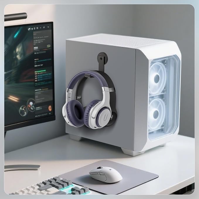 Magnetic Headphone Holder, Headphone Hanger for Desk & Table, 1PCS Aluminum Headset Hooks, Headphone Mount Stand with Rubber Pad, Compatible with All Computer/Gaming Headsets