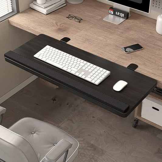 Desktop Extension Tray with Rounded Edges for Added Comfort,Three-Angle Adjustable Edge-Mounted Extension Tray,Sturdy Support,Versatile for Multiple Settings(Black,60cm/23.6in)