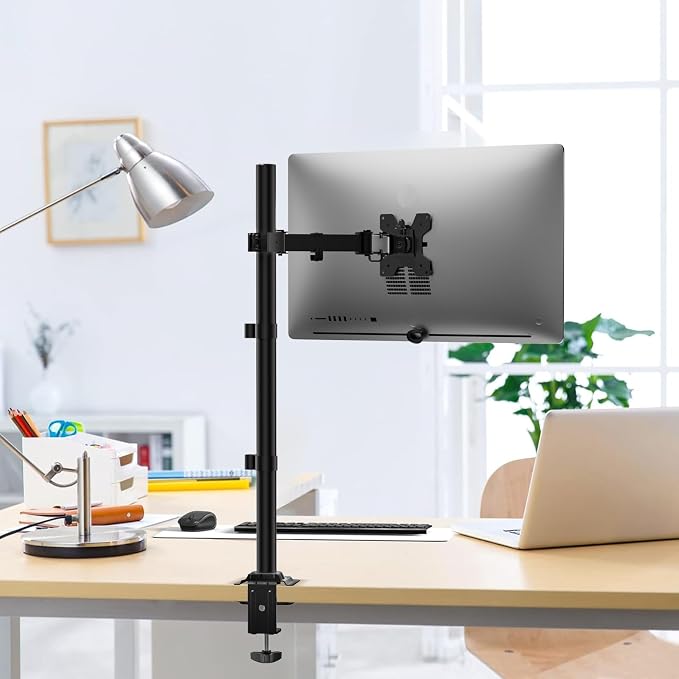 WALI Monitor Arm Mount for Desk, Single Extra Tall Computer Desk Mount, Monitor Bracket Mount Stand Single, up to 32 inch, 22 lbs (M001XL), Black