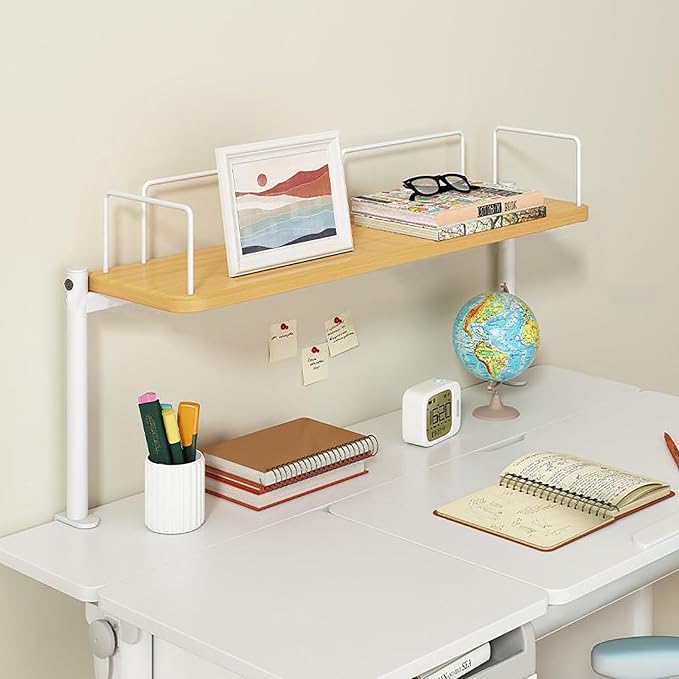 Lightweight Desk Extender, Clamp on Desk Organizer Shelf, Metal Desk Extender Side Table, for Desktop Accessories, Office Organization(Color:Natural,Size:L-100CM)