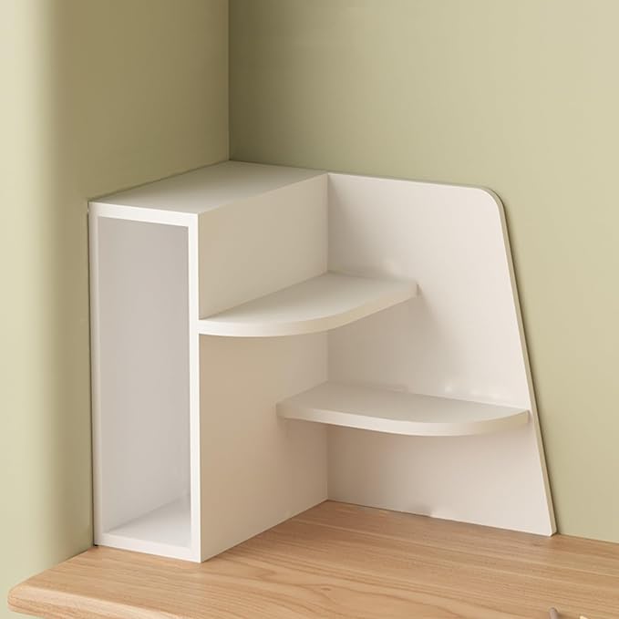 Desktop Corner Stand Shelf, 3 Tier Corner Shelf Organizer,Corner Counter Organizer with Bookshelf for Small Spaces,Home Office,Kitchen(White)