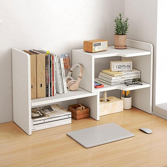 Customizable Multi Layer Desk Organizer for Home, Office Organizers and Storage, Corner Bookshelf on The Desk (Color : Right corner, Size : White)