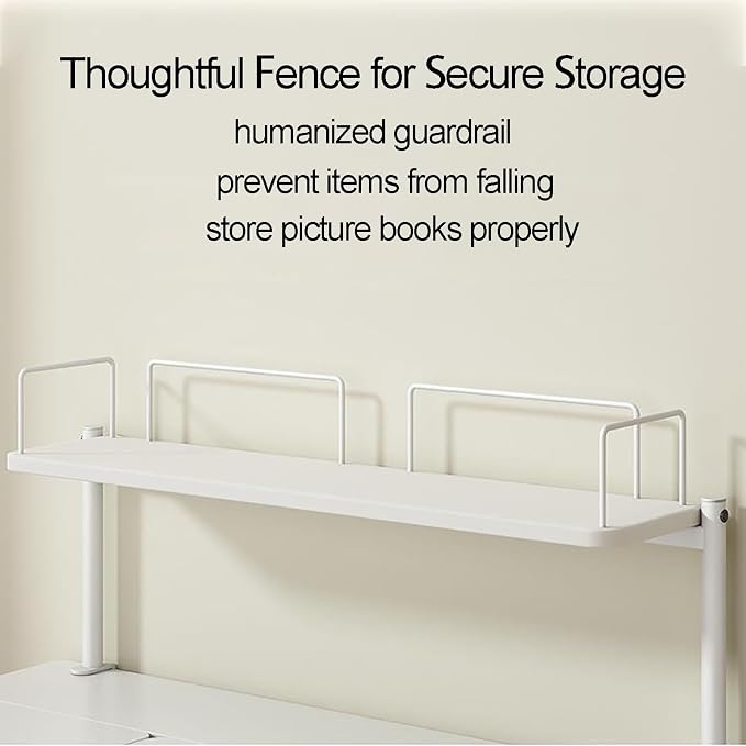 Lightweight Desk Extender, Clamp on Desk Organizer Shelf, Metal Desk Extender Side Table, for Desktop Accessories, Office Organization(Color:White,Size:L-80CM)
