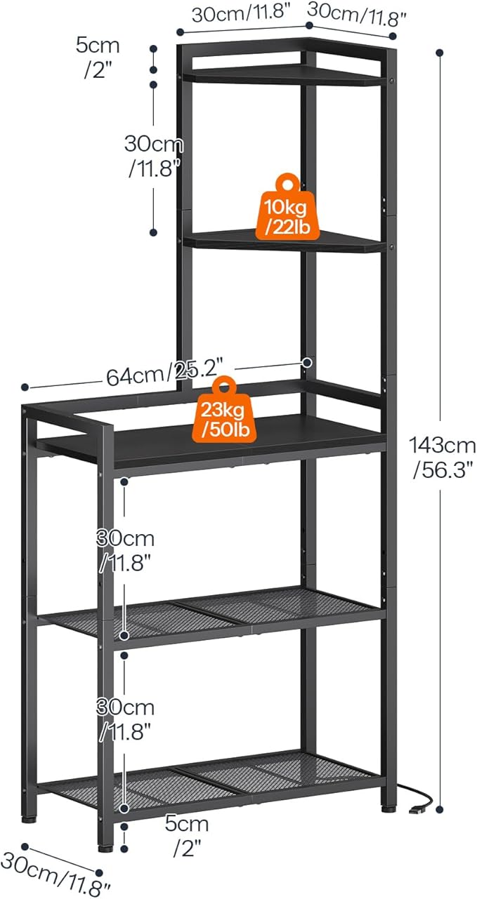 HOOBRO 5-Tier Corner Shelf Stand, Corner Shelf with LED Light, 56.3" Tall Corner Bookshelf, Display Rack Storage Organizer with Table, for Small Spaces, Living Room, Entryway, Black BB69DCJ01