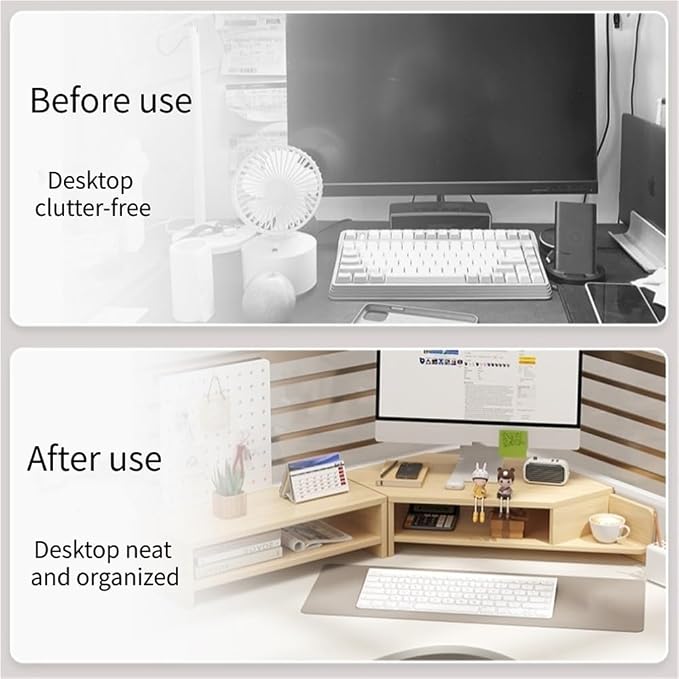 Corner Laptop Stand with Storage, Extended Monitor Stand for Desk, Multifunctional Desktop Computer Storage Shelf, Desk Organizer Rack for Office, Study(Black)