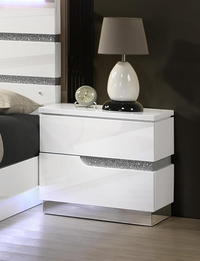 New Classic Furniture Paradox Wood 2-Drawer Nightstand, White