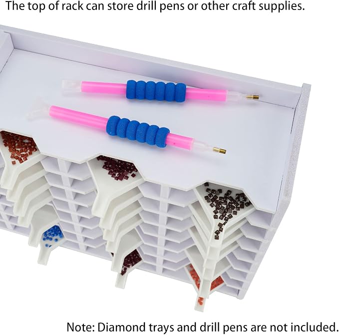 Krafetto 48 Grids Diamond Painting Tray Storage Holder Drill Pen & Multi-Boat Tray Organizer Rack Art Diamond Painting Accessories Kits, for Small Size Trays
