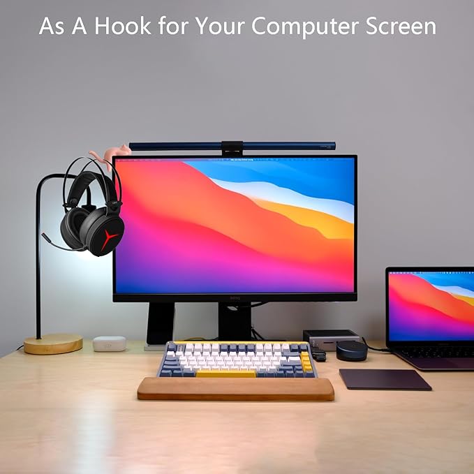 Cute Cat Tail Hook for Computer Screen,Computer Monitor Decor,Tight Spaces, Hang Keys, Desk Art Hook，Accessories in Easy Reach (Black)