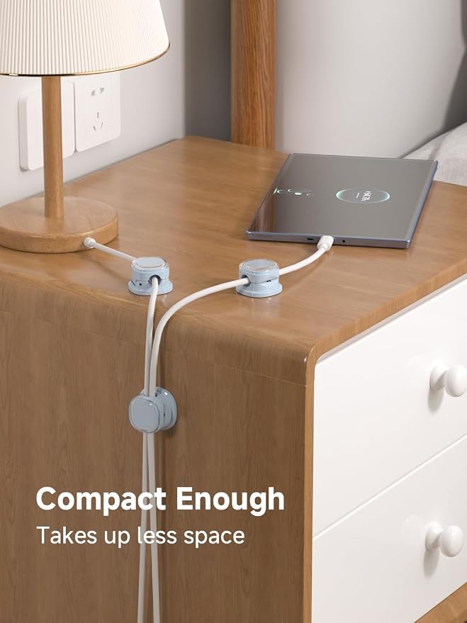 Magnetic Cable Clips, Adjustable Cord Holder Management, Adhesive Wire Keeper Organizer for Home Office Desk Phone PC Car Wall Desktop Nightstand Appliance (9-PCS Blue)