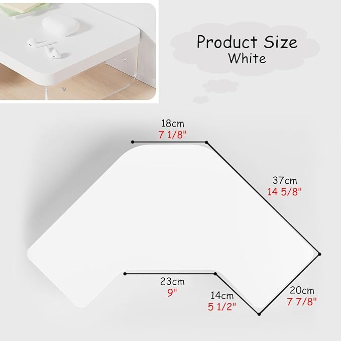 Corner Monitor Stand Clear Acrylic Leg ＆ Wood Corner Screen Stand, L-Shape Desk Triangle Riser for Monitor/Laptop/Computer, Corner Organizer with Drawer (Color : White), 36655