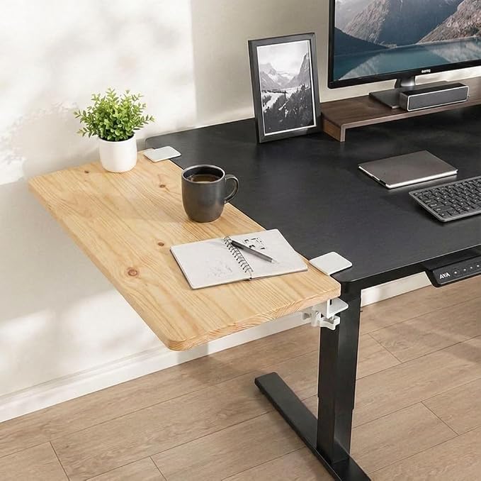 Desk Extender , 25.98'' x 9.84 '' Foldable Table Extension Folding Wall Table Keyboard Extender for Desk Clamp-on Shelf for Dorm Bunk, Office, Kitchen Bar, additional storage platforms (White)