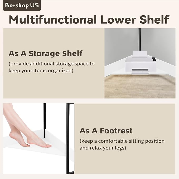 Gdrasuya10 Corner Desk Small Computer Desk with USB Ports & Outlets for Small Space White Triangle Corner Computer Storage Desk Space Saving Workstation Desk for Bedroom, White