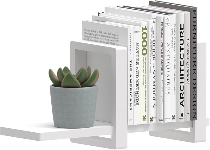 100% Solid Wood Adjustable Desktop Bookshelf, Retro Tabletop Bookshelf, Desk Shelf for Living Room, Home, Office, Perfect for Magazine, Books, Cookbooks, No Tools Required to Assemble (White)