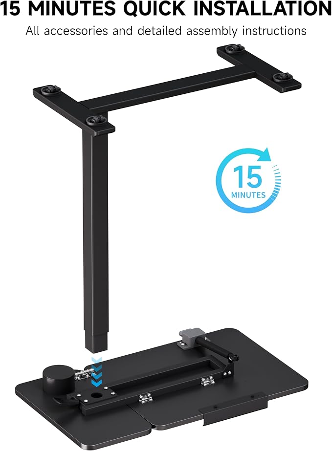 BZIUM Overbed Bedside Table with Hidden Wheels, Adjustable Medical Tilt Top Hospital Bed Table Over The Bed, Rolling Desk Mobile Standing Desk (31.5x15.8, Black)