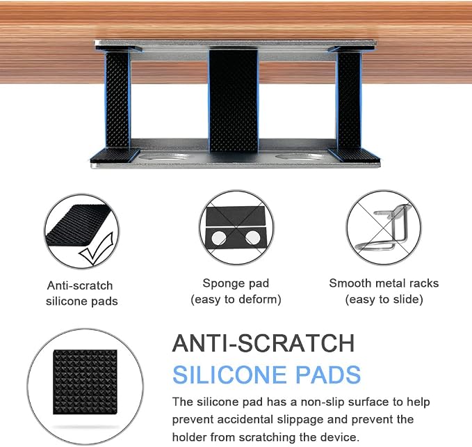 IFCASE Under Desk Laptop Mount, Metal Under Desk Shelf Holder for Laptop, Mac mini, MacBook, Keyboard with Anti-Scratch Silicone (Silver)