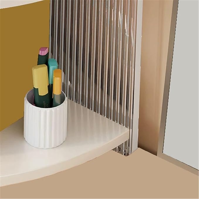 Bookcase Corner Desktop Bookshelf Density Board Storage Rack Acrylic Side Panels for Home Office Organizer Shelves