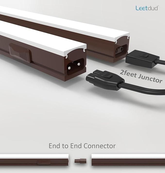 Leetdud Under Cabinet Lighting Plug in, 32 Inch 2 Pcs, Linkable AC120V 3CCT 3000K/4000K/5000K Ultra Slim, LED Under Cabinet Lights for Counter Light, Kitchen, Shelf, Sink, Workshop, Desk, Bronze