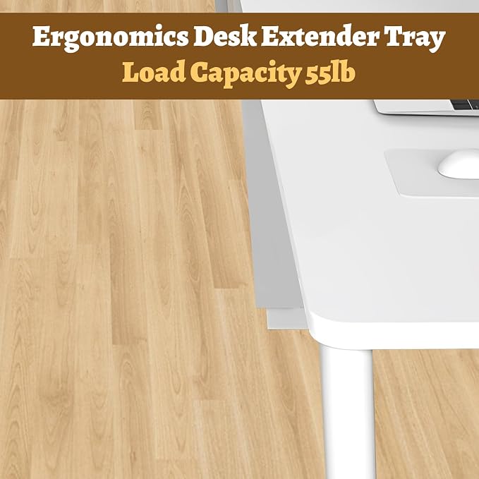 DAJAVE Ergonomics Desk Extender Tray, 9.4x9.1Inch Clamp On Desk Shelf, Foldable Table Extender for Desk, Table Desk Arm Rest, Keyboard Drawer Tray for Office and Home, Workstation Organizer