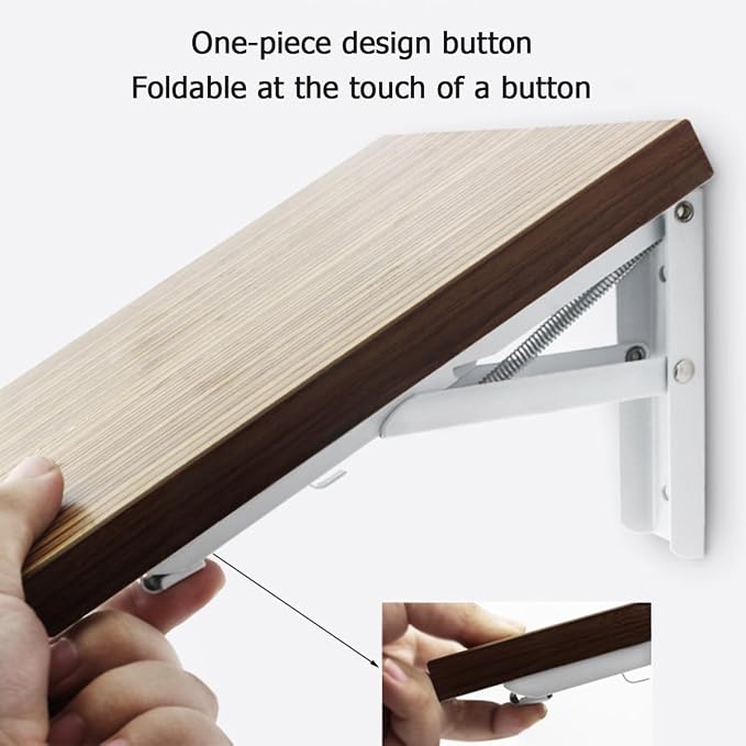 90 Degrees Wall Mounted Desk Hinges, 12" Folding, 2Pcs White | Wall mounted desk hinges for fold-down desks, laundry tables Space-saving 90° self-locking design.Ideal for DIY projects
