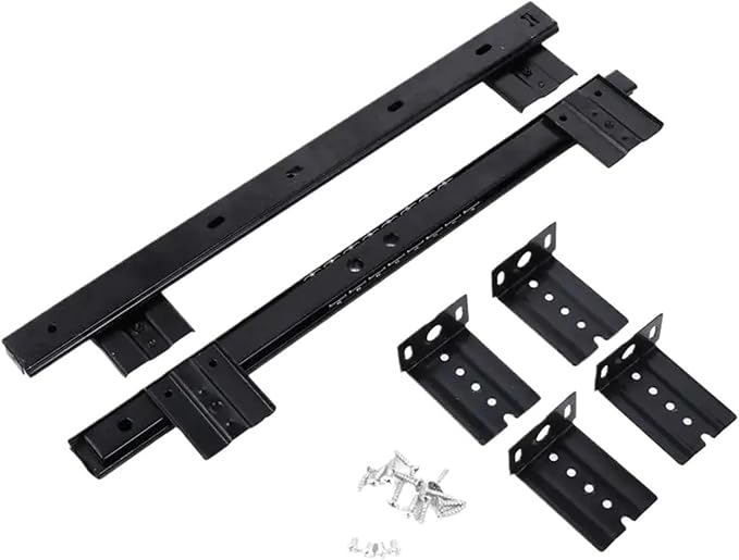 Full Extension Side Mount Cabinet Runners Glides 1 Pair Keyboard Tray Desk Keyboard Drawer Rail Desk Tray Slide Rail Track Adjustable Steel Side Mount Suites Underdesk Computer