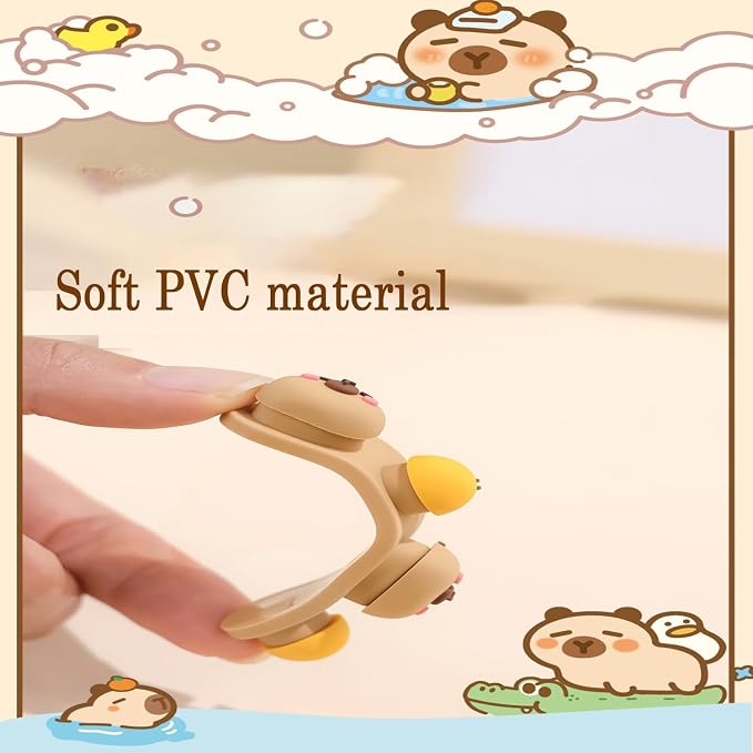Capybara Cable Organizer, Adorable Animal-Shaped Cable Clips, Desk Cable Management Cord Holder for Home and Office, Cute Wire Clips for Headphones, Chargers, USB Cables (2-Pack)