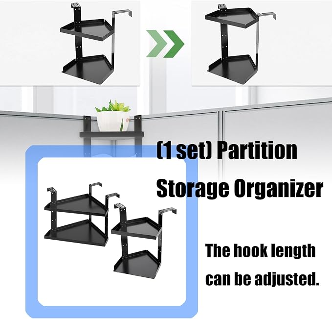 Adjustable Metal Corner Shelf Organizers Wall Mounted Corner Shelf with Adjustable Hook,2 Layer Metal Rack for Small Spaces, Office Home Use Desk Accessory Holder