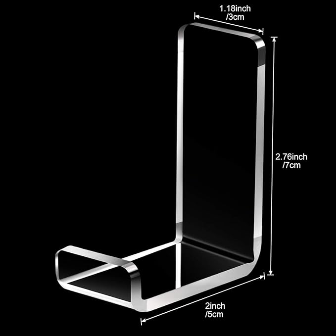 Weewooday 4 Pieces Headphone Hanger Headset Stand Holder Adhesive Wall Mount Headphone Hook for Desk Acrylic Gaming Earphones Hanger with Glues for Earphone Controller(Clear)