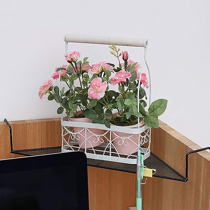 Gaweb Corner Plastic/Metal Freestanding Stackable Organizer Shelf for Bathroom,Iron Square Triangle Office Cubicle Corner Shelf Storage Rack Sundries Organizer - Triangle*