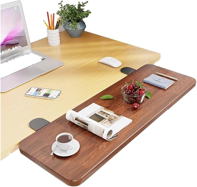 Ergonomic Clamp on Desk Extender Tray for Bookshelf, Dining Table 90° Foldable Table Extender for Desk Office Desk Extension(Brown,90 * 25cm)