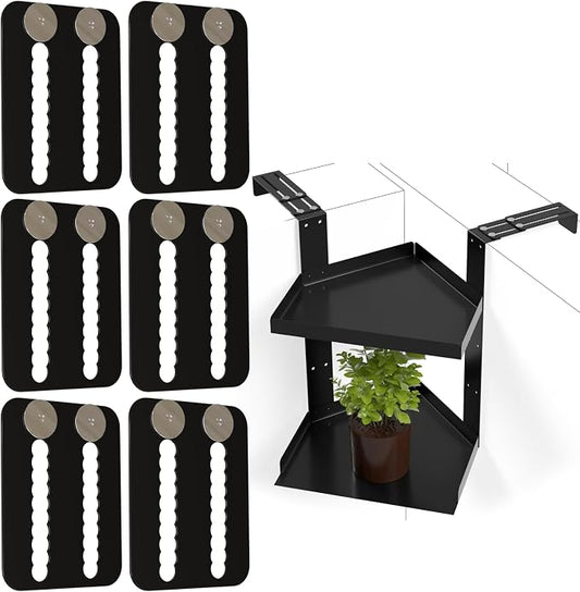 6 Pcs Cubicle Shelf Hanger Extenders - Desk Shelf Extension Fit for Office Workstation Width Extension, Metal Cubicle Storage Hangers Expanders for Office Organization (Black)