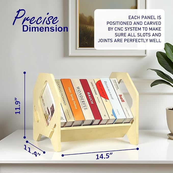 2 pack Desktop Bookshelf, Stackable Book Organizer with Handle, storage rack for CD/Magazine/File Folder, Portable Small bookshelf for Study, Living room, Kid's room, No Nails, Medium Size