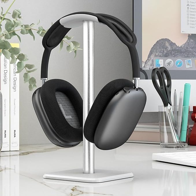 Headphone Stand with Anti-Slip Base & TPU Tray – Aluminum Alloy Holder for Gaming Headsets, Universal Fit Home Office Desk Organizer(White)