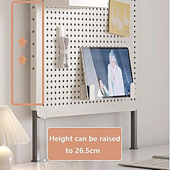 Clamp on Desk Organizer Shelf, Metal Desk Partition Panel, Desk Extender with Pegboard, Multifunctional Desktop Display Stand,Blue,Medium