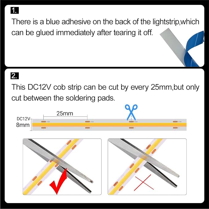 HAMRVL Shelf Lights 12V COB LED Strip Lights, 16.4ft 3000k Plug-in DIY Cut to Size Warm White LED Strip Lights, Dimmable Under Shelf Lighting for Book Shelf, Display Case, Wardrobes, Cabinets, Pantry