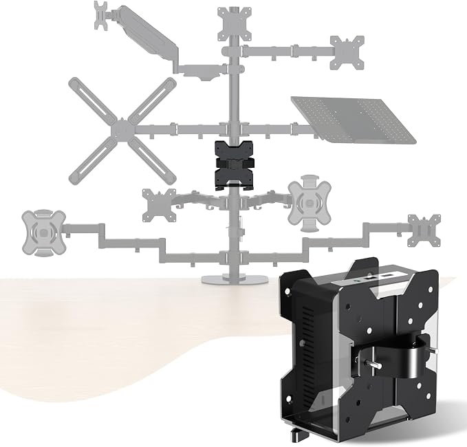 Pholiten Adjustable Thin Client Mini PC Mount Bracket,CPU VESA Under Desk and Monitor Arm Computer Holder