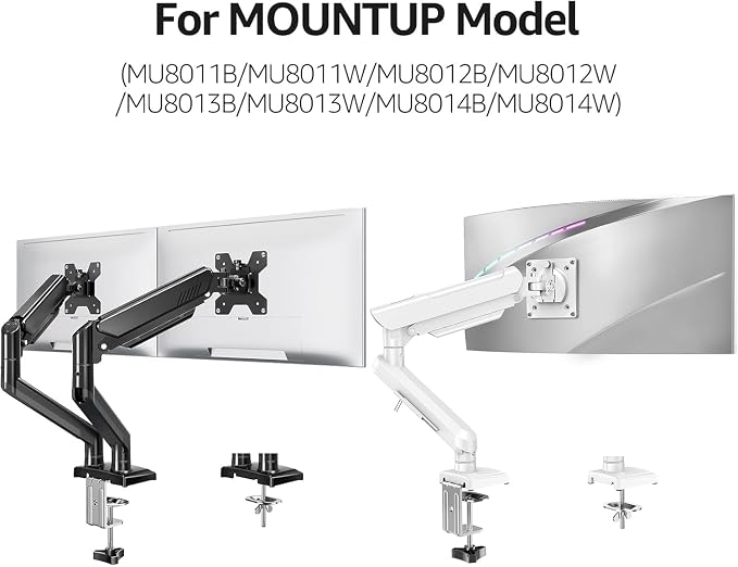 Freelift Desk C-Clamp Extension for Max 6 inch Thick Desktops, Monitor Mount C-Clamp Base, Fits MU8011B/MU8012B/MU8013B/MU8014B/MU8011W/MU8012W/MU8013W/MU8014W, Black