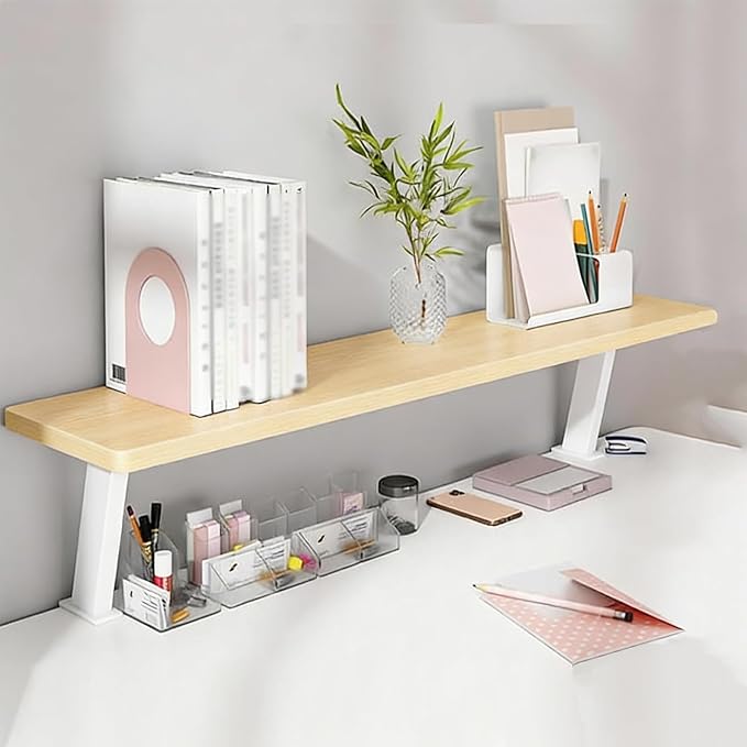 Clamp on Desk Shelf, Desktop Shelf Organizer Space Saving Desk Storage Rack for Office Study Home Dorm No Drill (39.3 x 7.8 in)